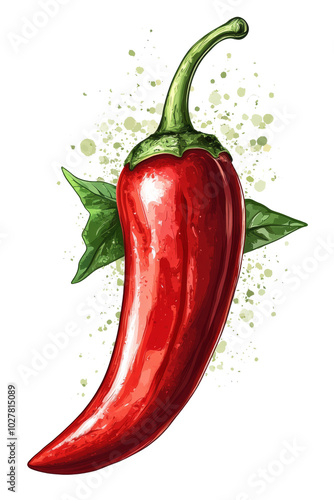 Bright red chili pepper resting on a textured surface, showcasing its vivid c...