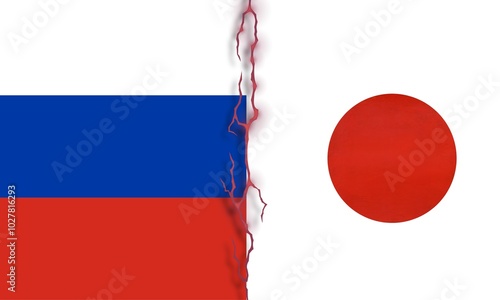 Russia and Japan flag flat illustration photo