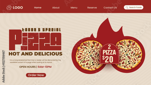 Delicious pizza landing page template design