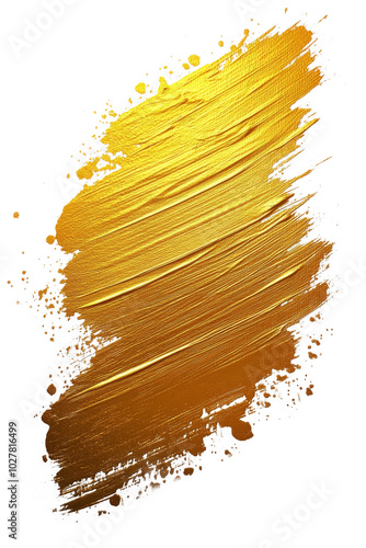 Golden paint stroke on white canvas showcasing creativity and artistic expres...