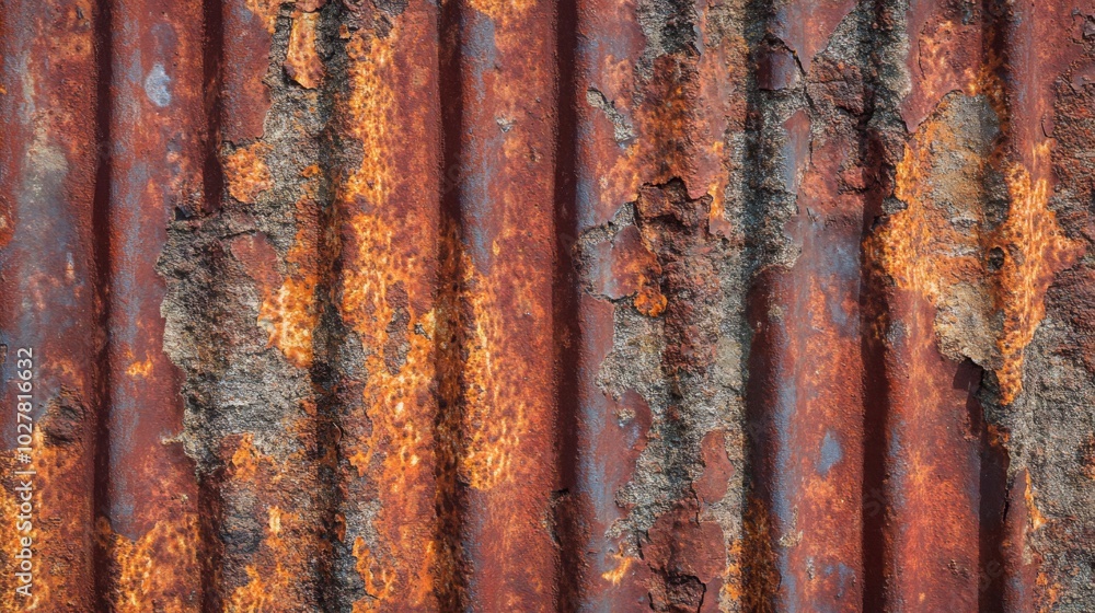 Close-up of Rusty Corrugated Metal Surface Close-up of Rusty Corrugated Metal Surface
