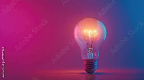 Lightbulb surrounded by soft, colorful light with ample copy space for text