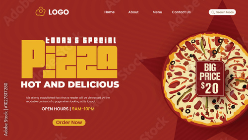 Delicious pizza landing page template design