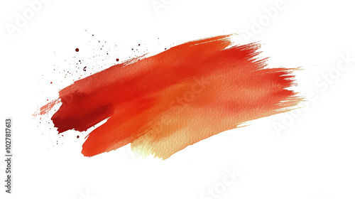 A brush applying vibrant orange watercolor on textured white paper during an ...