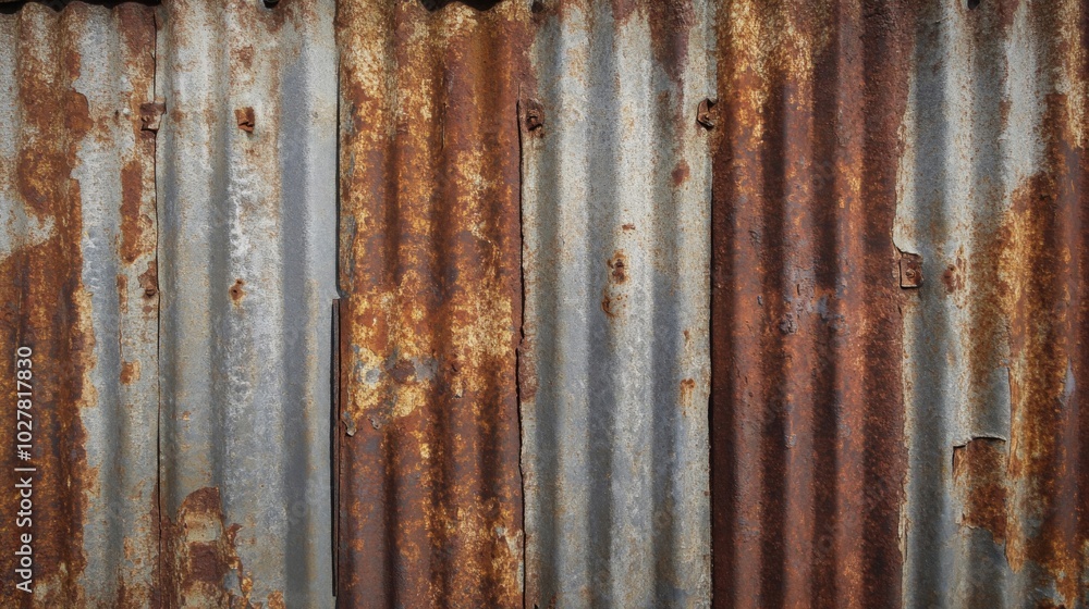 Rusted Corrugated Metal Sheet with Visible Screws Rusted Corrugated Metal Sheet with Visible Screws