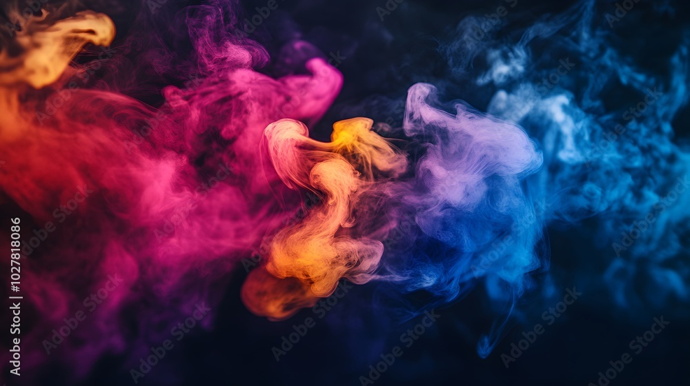 A vibrant explosion of colors and shapes, resembling an ink wash swirling in water against a black background A vibrant explosion of colors and shapes, resembling an ink wash swirling in water against a black background