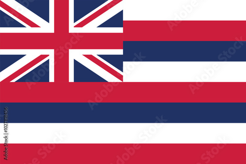Hawaii State Flag. Striped flag with the flag of Great Britain. National symbol of the American state of Hawaii, USA.