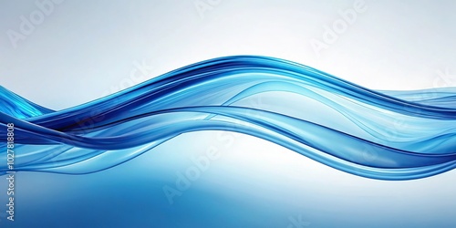 Extreme close-up abstract blue waves flowing on a light background