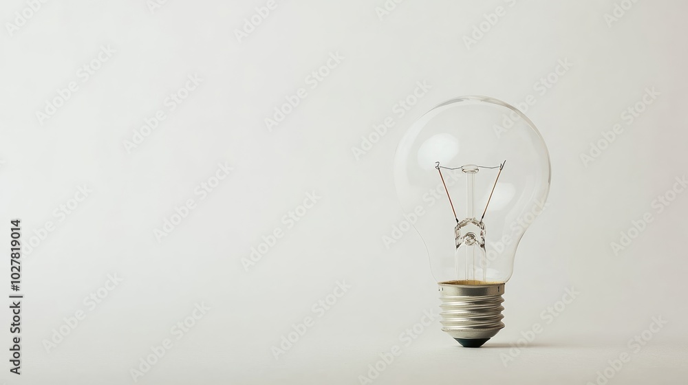 Lightbulb with a smooth, clean white background, ideal for text overlay Lightbulb with a smooth, clean white background, ideal for text overlay