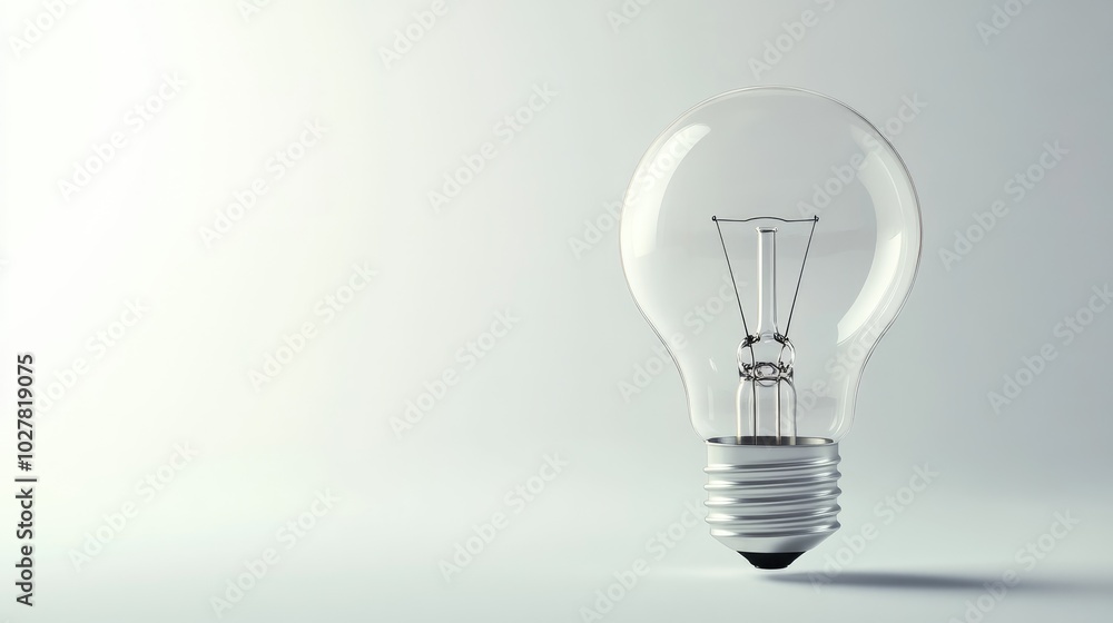 Lightbulb with a smooth, clean white background, ideal for text overlay Lightbulb with a smooth, clean white background, ideal for text overlay