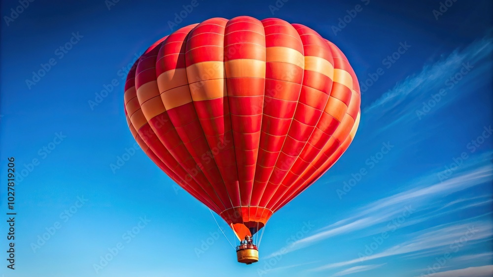 Fototapeta premium Extreme close-up of a red hot air balloon against a blue sky background