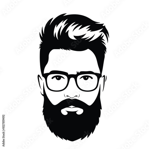 vector illustration of a bearded man