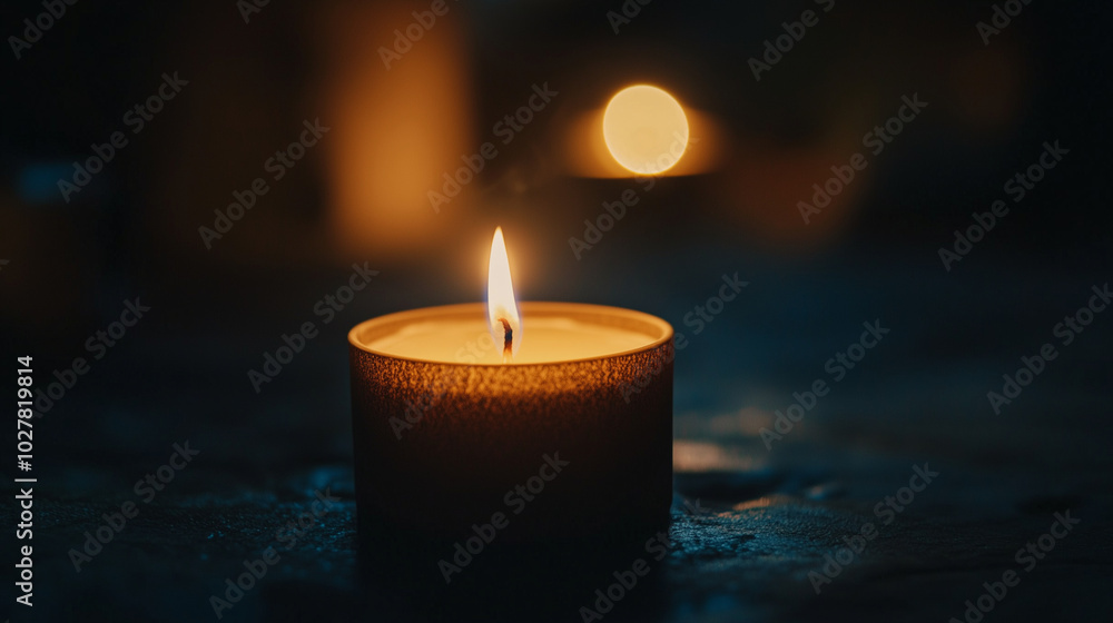 Warm Glow of a Candle Flame in Low Light for Cozy Atmosphere Warm Glow of a Candle Flame in Low Light for Cozy Atmosphere