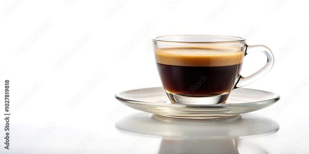 Espresso shot in a glass cup isolated on white background Espresso shot in a glass cup isolated on white background
