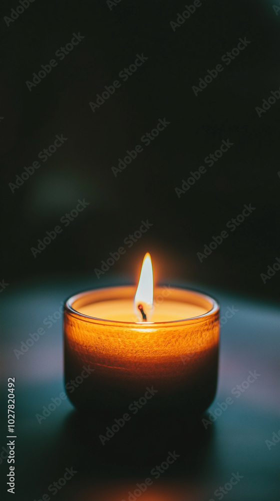 Warm Glow of a Candle Flame in Low Light for Cozy Atmosphere Warm Glow of a Candle Flame in Low Light for Cozy Atmosphere