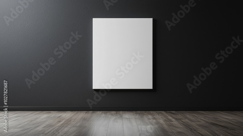 Blank canvas on dark wall, minimalist design