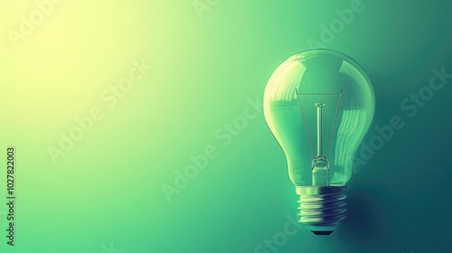 Modern lightbulb design in front of a soft green gradient background, ideal for overlaying text