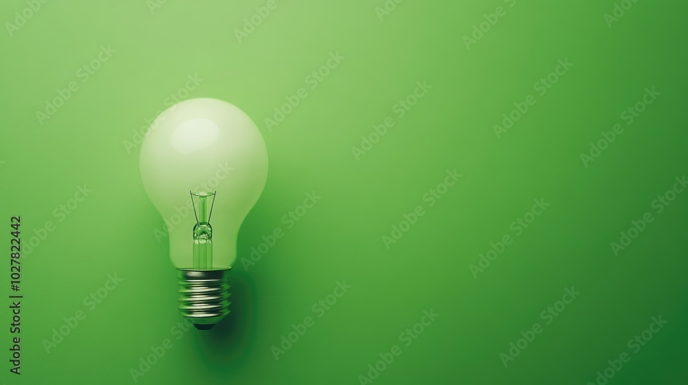 Modern lightbulb on a clean green background, perfect for text overlay Modern lightbulb on a clean green background, perfect for text overlay