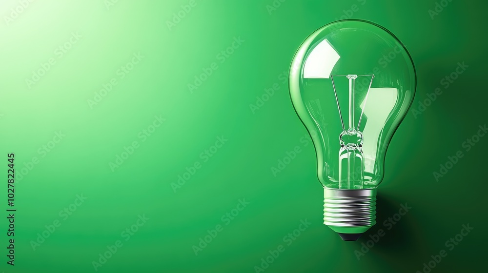 Modern lightbulb with a smooth green gradient background, clear area for text Modern lightbulb with a smooth green gradient background, clear area for text