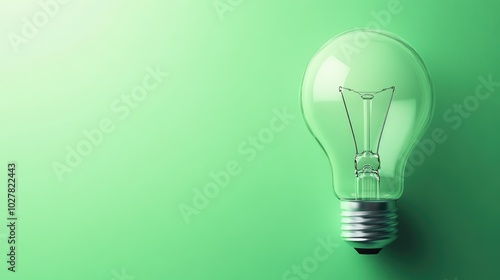 Modern lightbulb with a smooth green gradient background, clear area for text