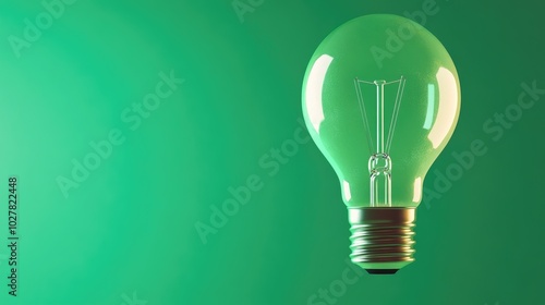 Modern lightbulb with a smooth green gradient background, clear area for text