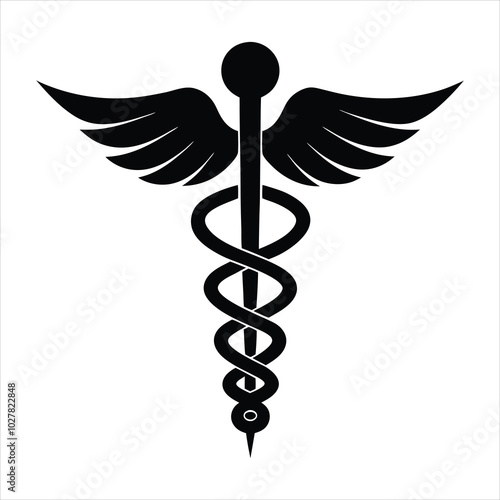 caduceus medical symbol on white background