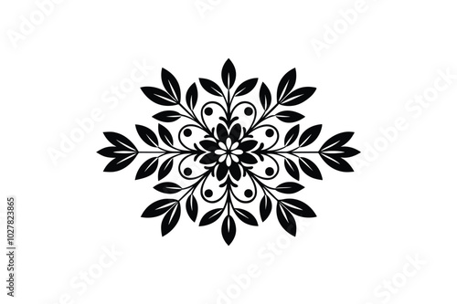  The pattern ornament element leaves and flowers follow each other Russian folk style vector art illustration. 