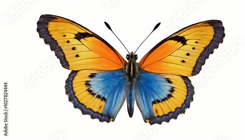 Vibrant Orange and Blue Butterfly with Open Wings photo