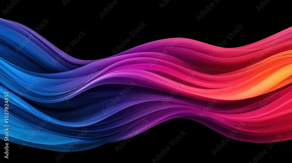 Colorful abstract wave design, black background Colorful abstract wave design, black background