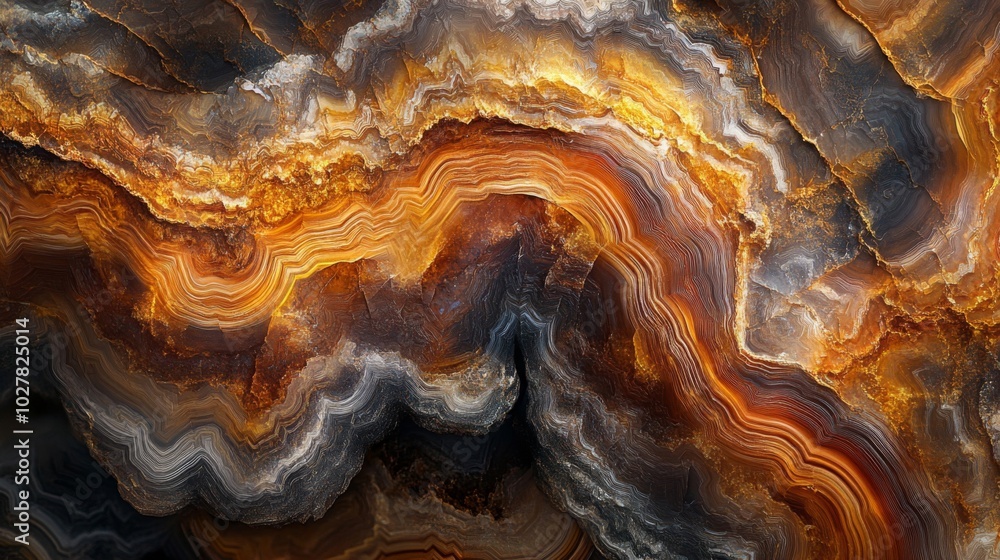 Intricate Bands of Orange and Gray Agate Intricate Bands of Orange and Gray Agate