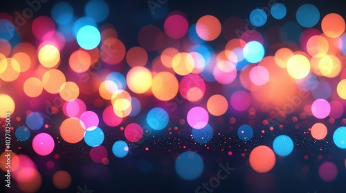 Colorful blurred bokeh lights on dark background