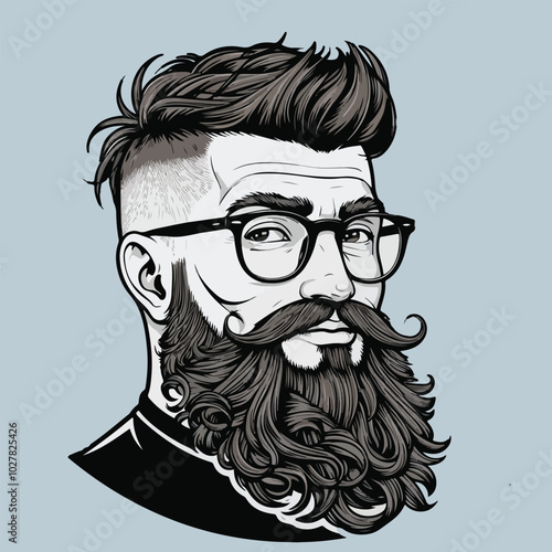 vector illustration of a bearded man