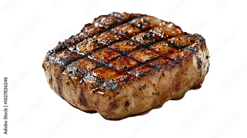 Grilled steak, white isolate background