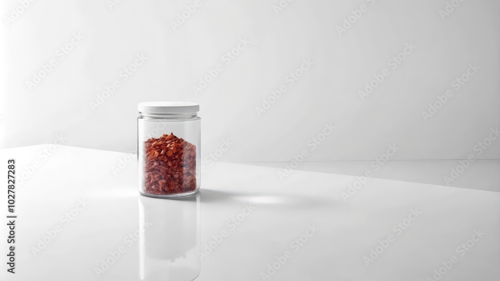 Glass Jar Filled with Dried Red Petals on White Surface Glass Jar Filled with Dried Red Petals on White Surface