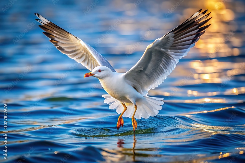 horizon, coastal, serene, graceful, flying, gliding, bird, close-up, tranquility, A seagull gracefully gliding over the water its wings almost touching the surface captured from a low angle horizon, coastal, serene, graceful, flying, gliding, bird, close-up, tranquility, A seagull gracefully gliding over the water its wings almost touching the surface captured from a low angle