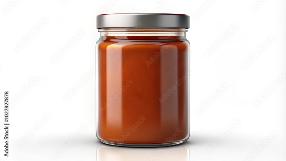 Glass Jar Filled with Orange Liquid with a Silver and Red Lid Glass Jar Filled with Orange Liquid with a Silver and Red Lid
