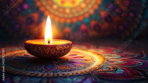 Diwali festive season celebration oil lamp background god ganesha laxmi hindu religion india light spirituality tradition decoration holiday greeting card design template colorful vibrant auspicious