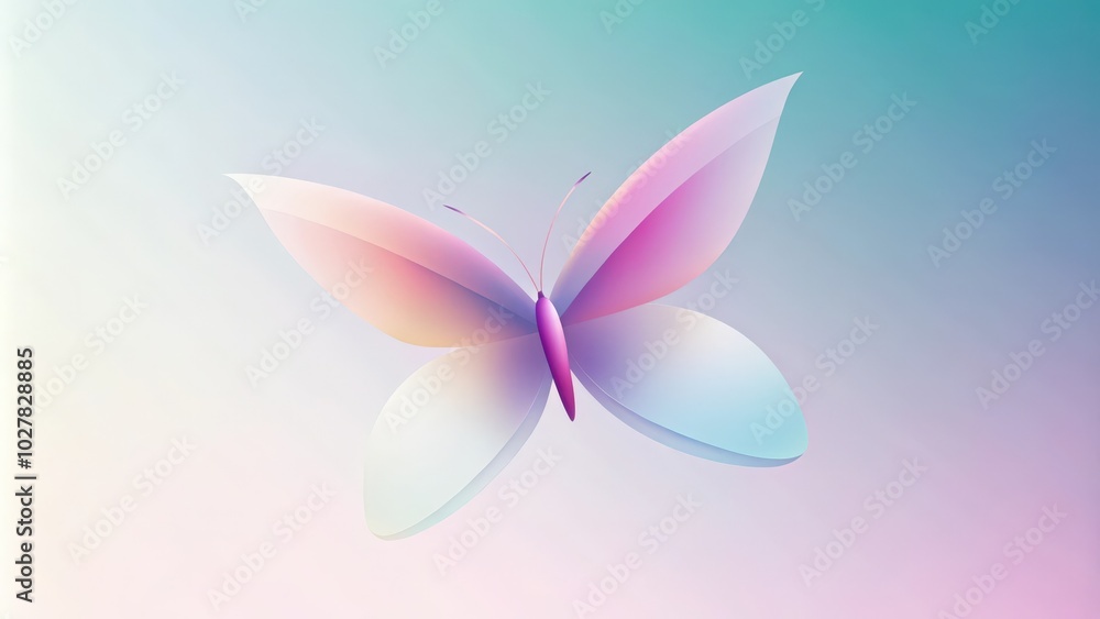 A Single, Delicate, Pastel-Colored Butterfly A Single, Delicate, Pastel-Colored Butterfly