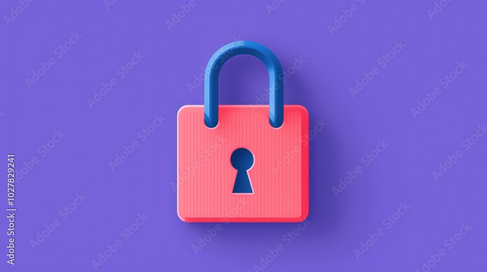 Colorful lock symbol on a purple background, representing security and privacy. Colorful lock symbol on a purple background, representing security and privacy.