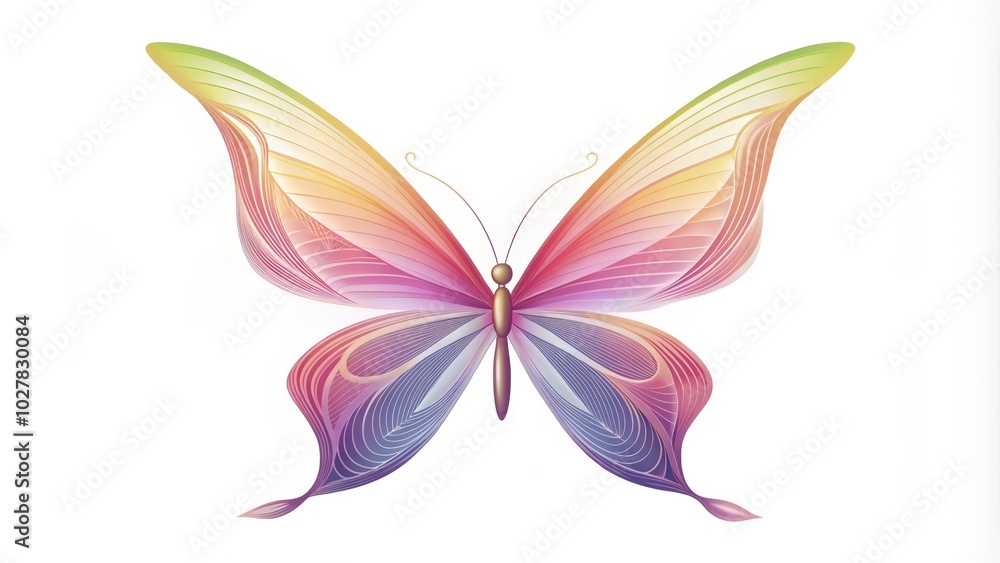 Fototapeta premium A Stylized Abstract Butterfly with Rainbow Colored Wings