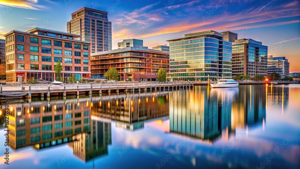 Fototapeta premium Extreme close-up of the wharf and buildings at the DC waterfront