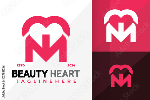 M Letter Heart Logo Icon Vector Design. Creative simple logos designs illustration