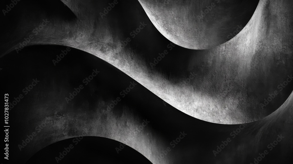Abstract Black and White Curving Concrete Surface Abstract Black and White Curving Concrete Surface