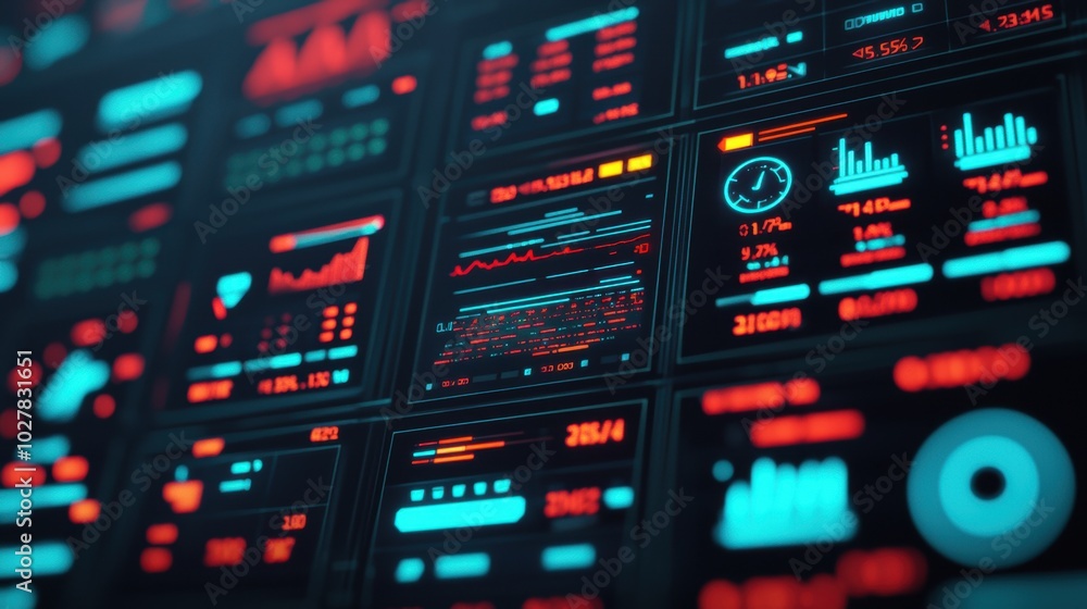 Digital dashboard with data visualizations. Digital dashboard with data visualizations.