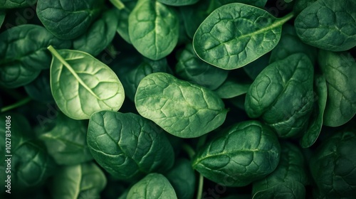 A Close-Up View of Lush Green Spinach Leaves photo