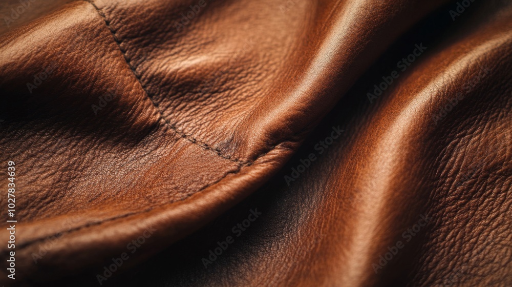 Close-up of Brown Leather with Stitching Close-up of Brown Leather with Stitching