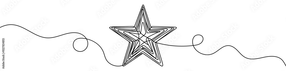 Continuous linear drawing of the star. Single-line drawing of the star. Star in one line style. Vector illustration. Continuous linear drawing of the star. Single-line drawing of the star. Star in one line style. Vector illustration.