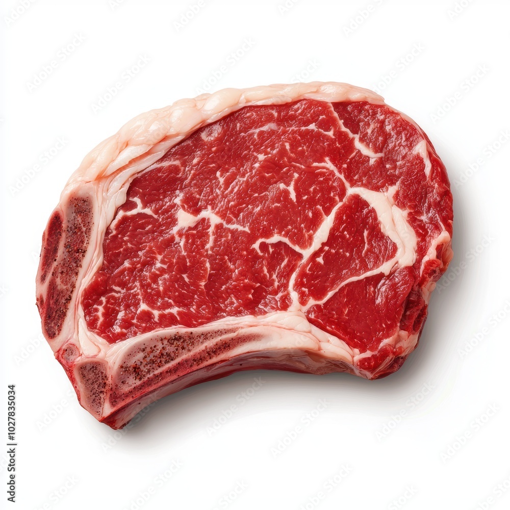Fresh ribeye steak on white isolate background. Fresh ribeye steak on white isolate background.