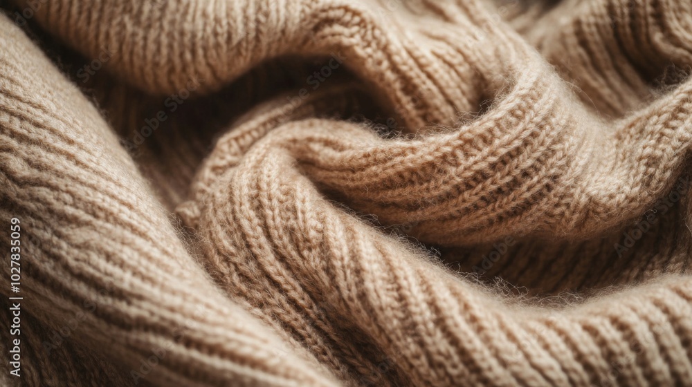 Close-up of a Soft, Wrinkled Brown Knit Fabric Close-up of a Soft, Wrinkled Brown Knit Fabric