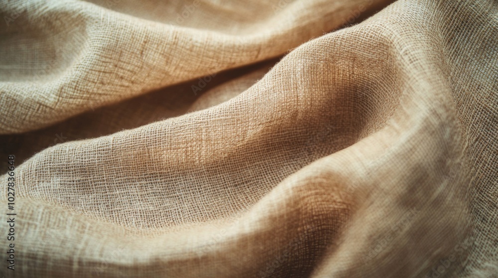 Fototapeta premium Close-up Texture of Wrinkled Brown Burlap Fabric